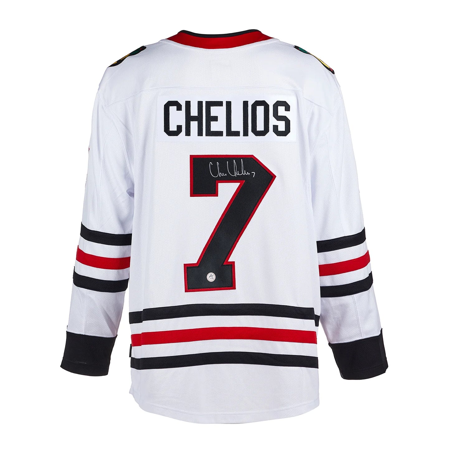 Chris Chelios Signed Chicago Blackhawks White Fanatics Jersey