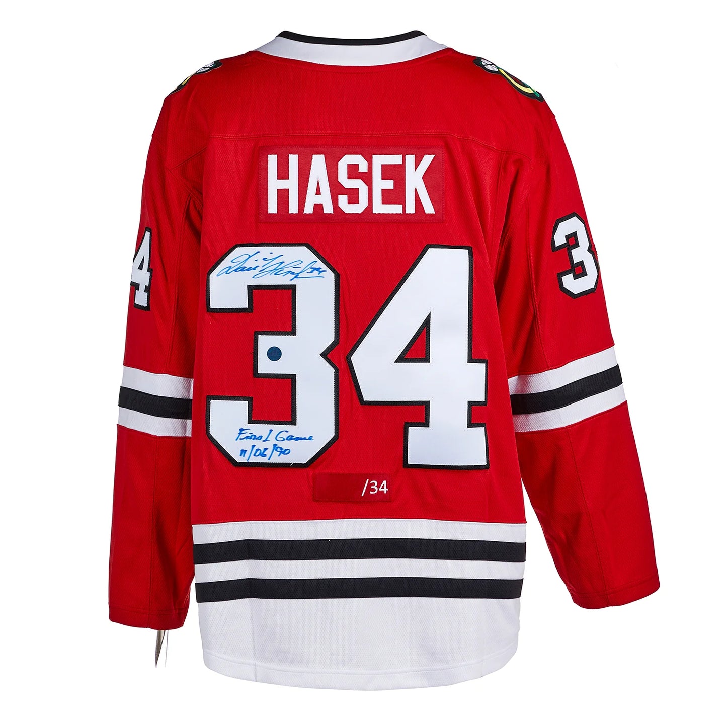 Dominik Hasek Chicago Blackhawks Signed 1st Game Fanatics Jersey #/34
