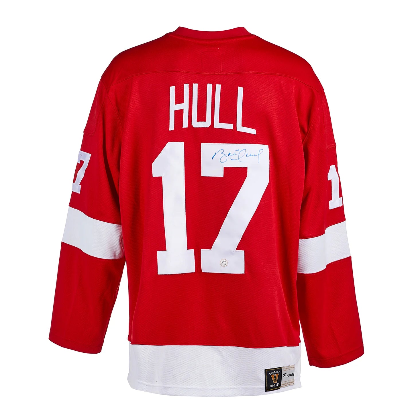Brett Hull Autographed Detroit Red Wings Throwback Fanatics Jersey