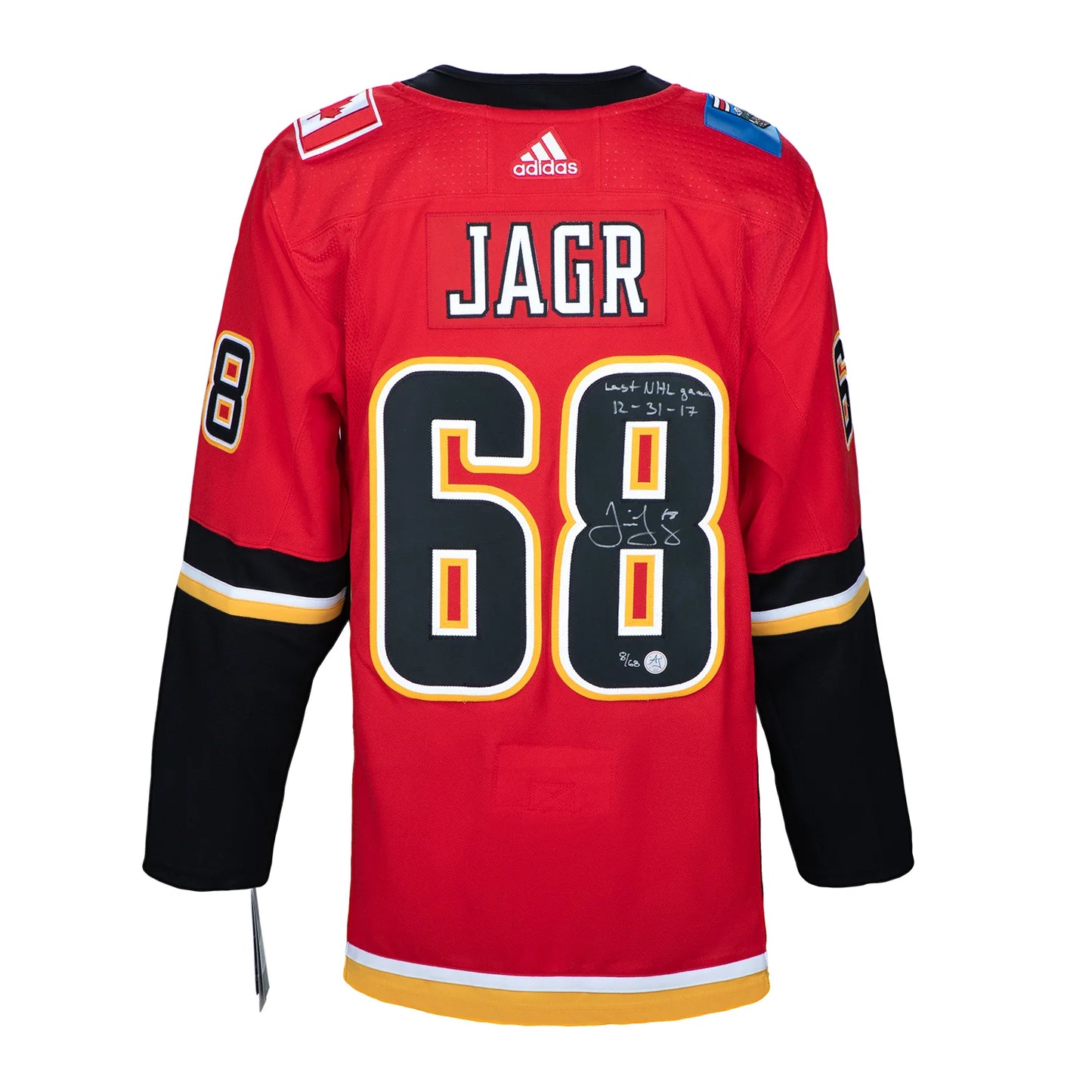 Jaromir Jagr Calgary Flames Signed & Dated Last Game adidas Jersey #/68