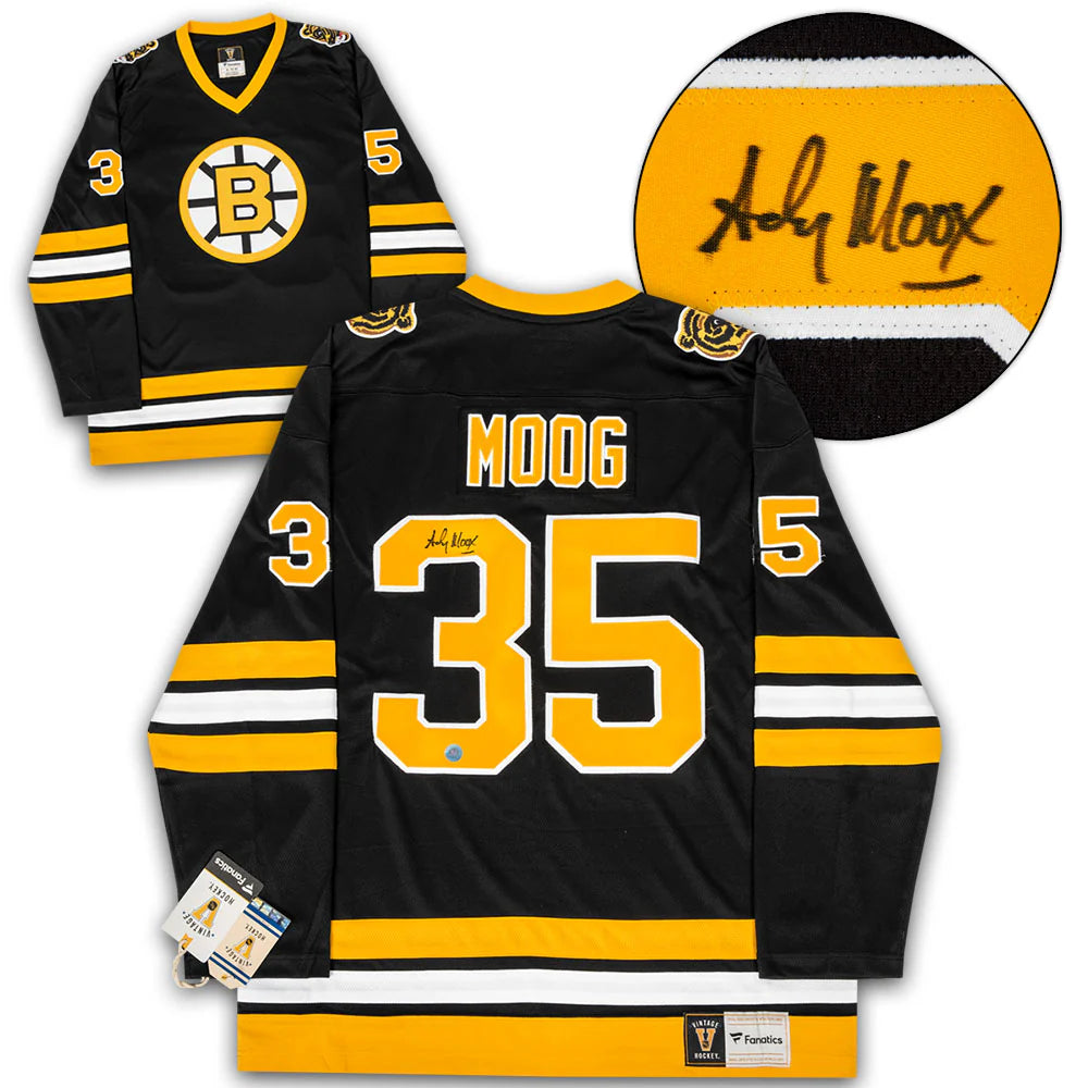 Andy Moog Boston Bruins Signed Retro Fanatics Jersey