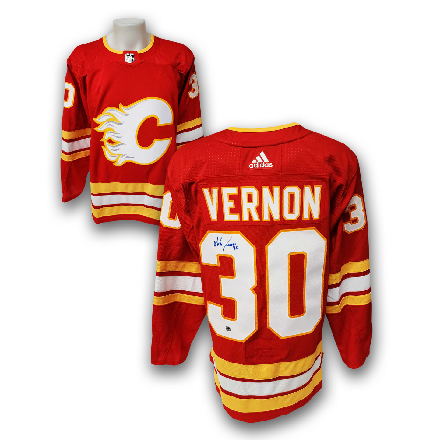 Mike Vernon Autographed Calgary Flames Adidas Jersey