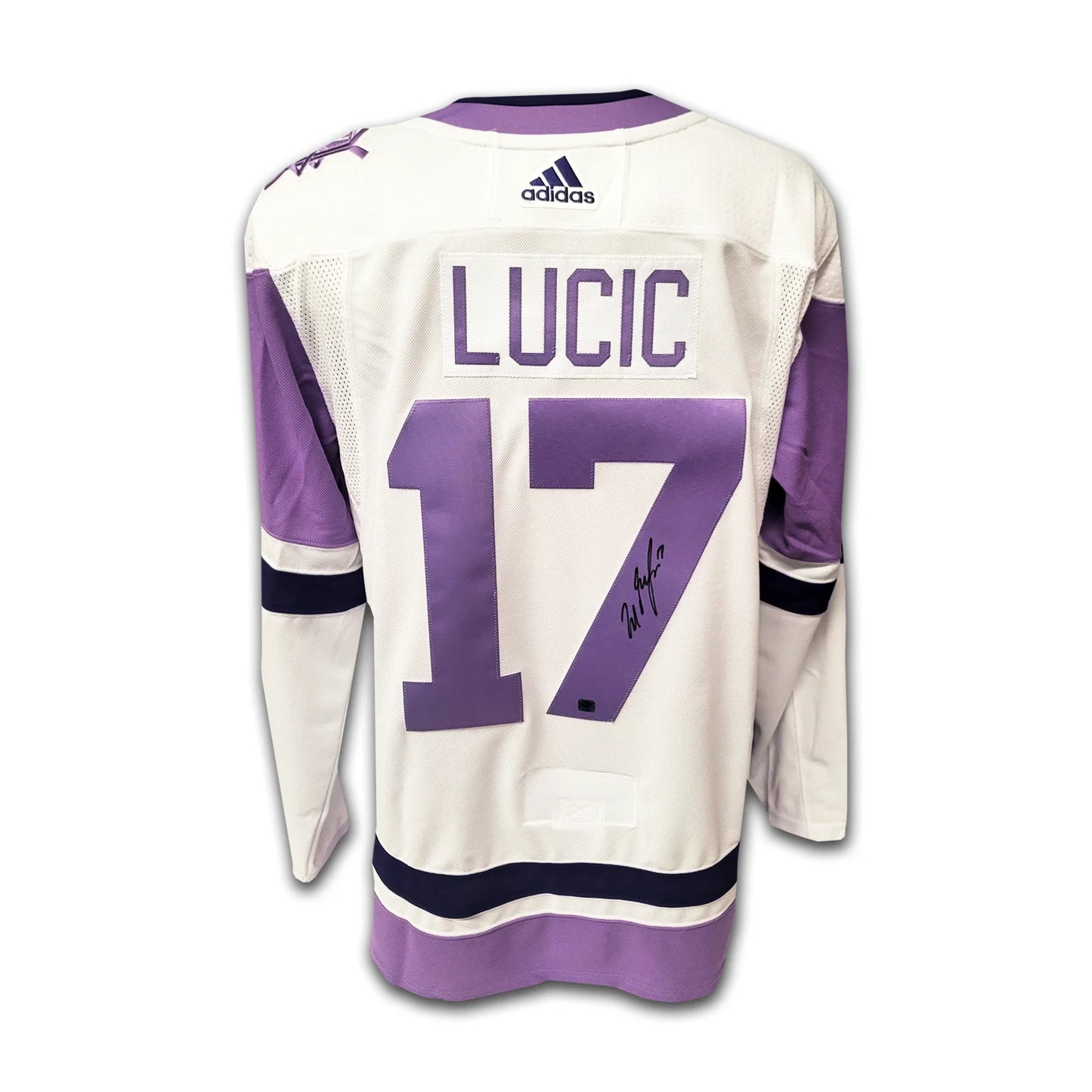 Milan Lucic Autographed Calgary Flames 2022 Hockey Fights Cancer Adidas Jersey