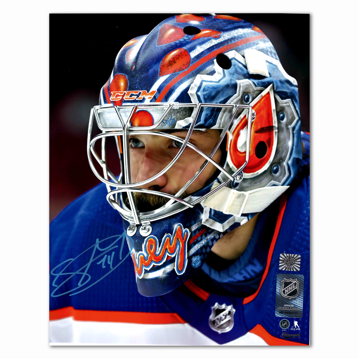 Stuart Skinner Edmonton Oilers Autographed Close Up 8x10 Photo