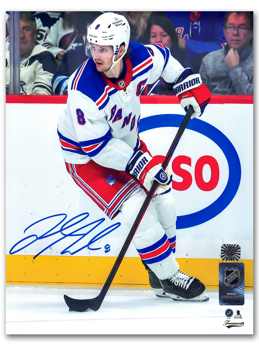 Jacob Trouba Autographed New York Rangers Away 8x10 Photo