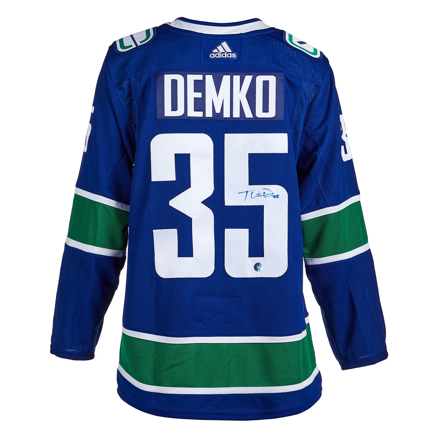 Thatcher Demko Autographed Vancouver Canucks Blue adidas Jersey
