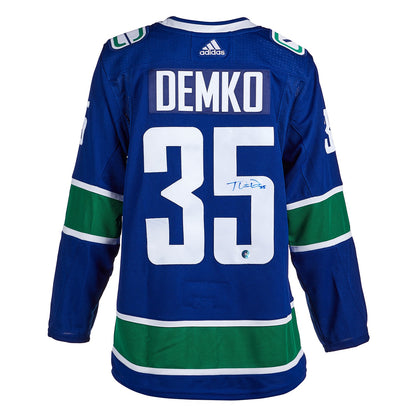 Thatcher Demko Autographed Vancouver Canucks Blue adidas Jersey