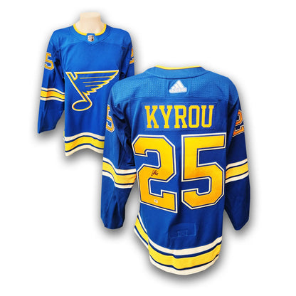 Jordan Kyrou Autographed St. Louis Blues Alternate Adidas Jersey