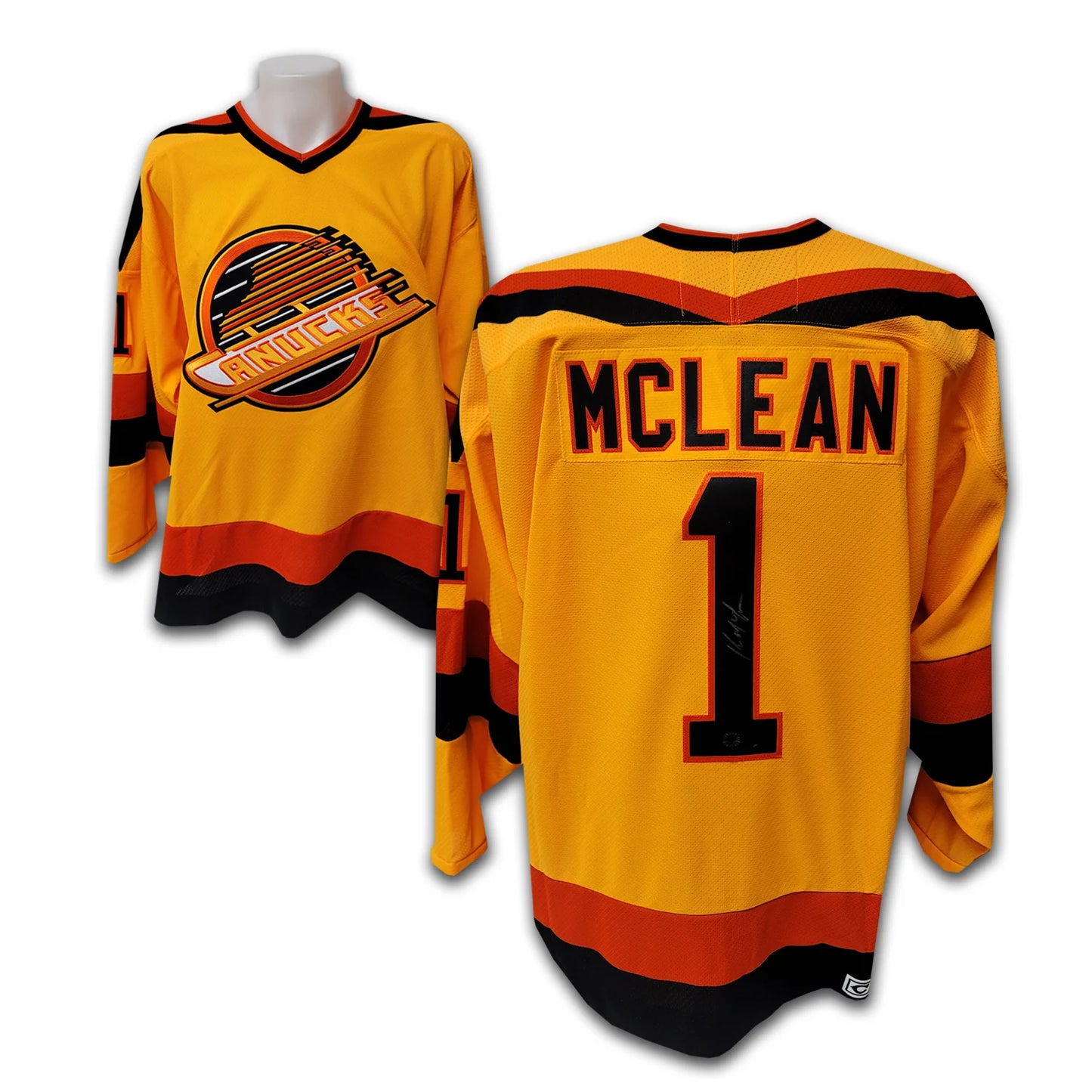 Kirk Mclean Vancouver Canucks Yellow Flying Skate CCM Jersey