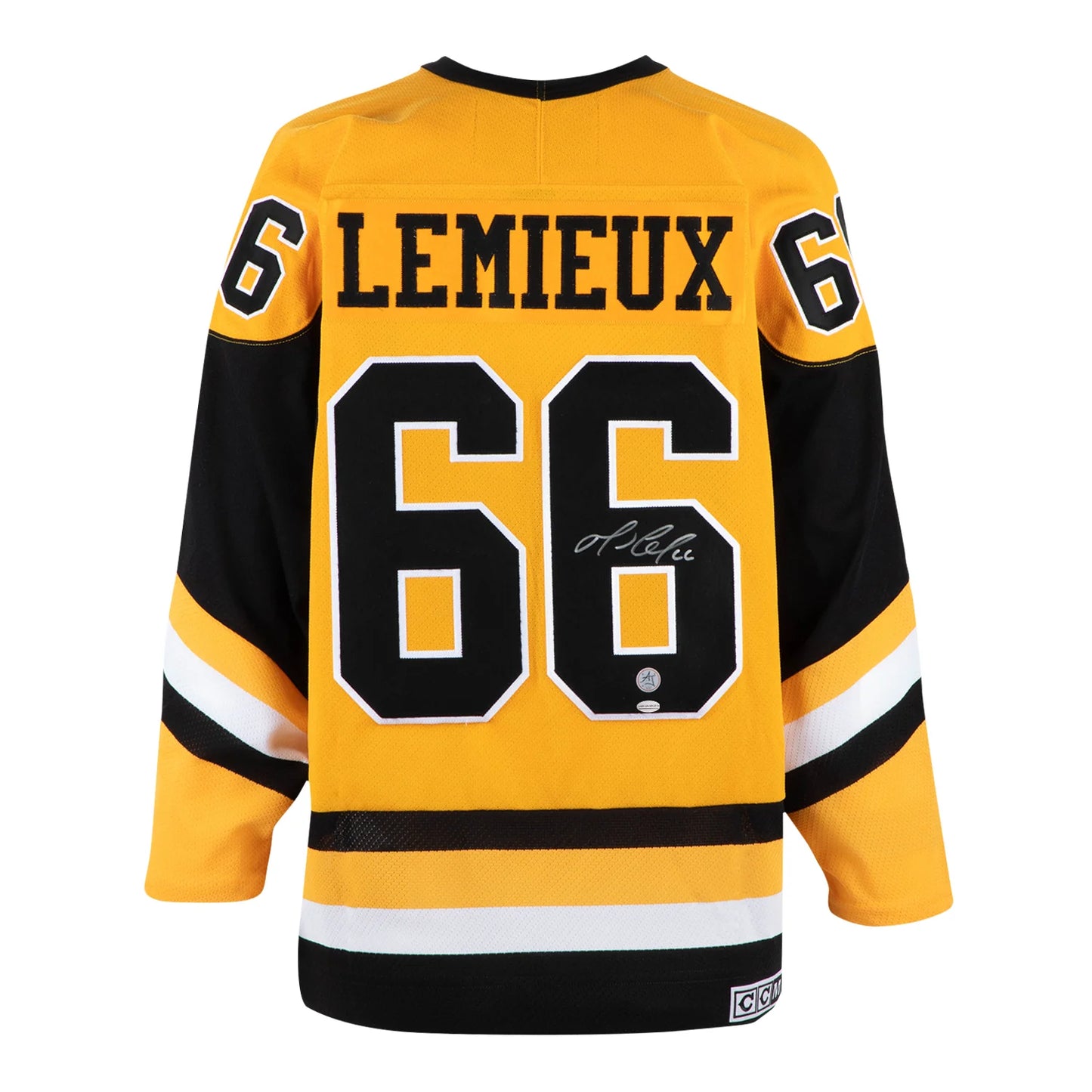 Mario Lemieux Signed Pittsburgh Penguins Yellow Rookie Vintage CCM Jersey