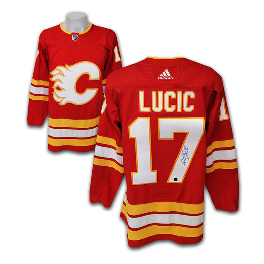 Milan Lucic Autographed Calgary Flames Red Home Adidas Jersey