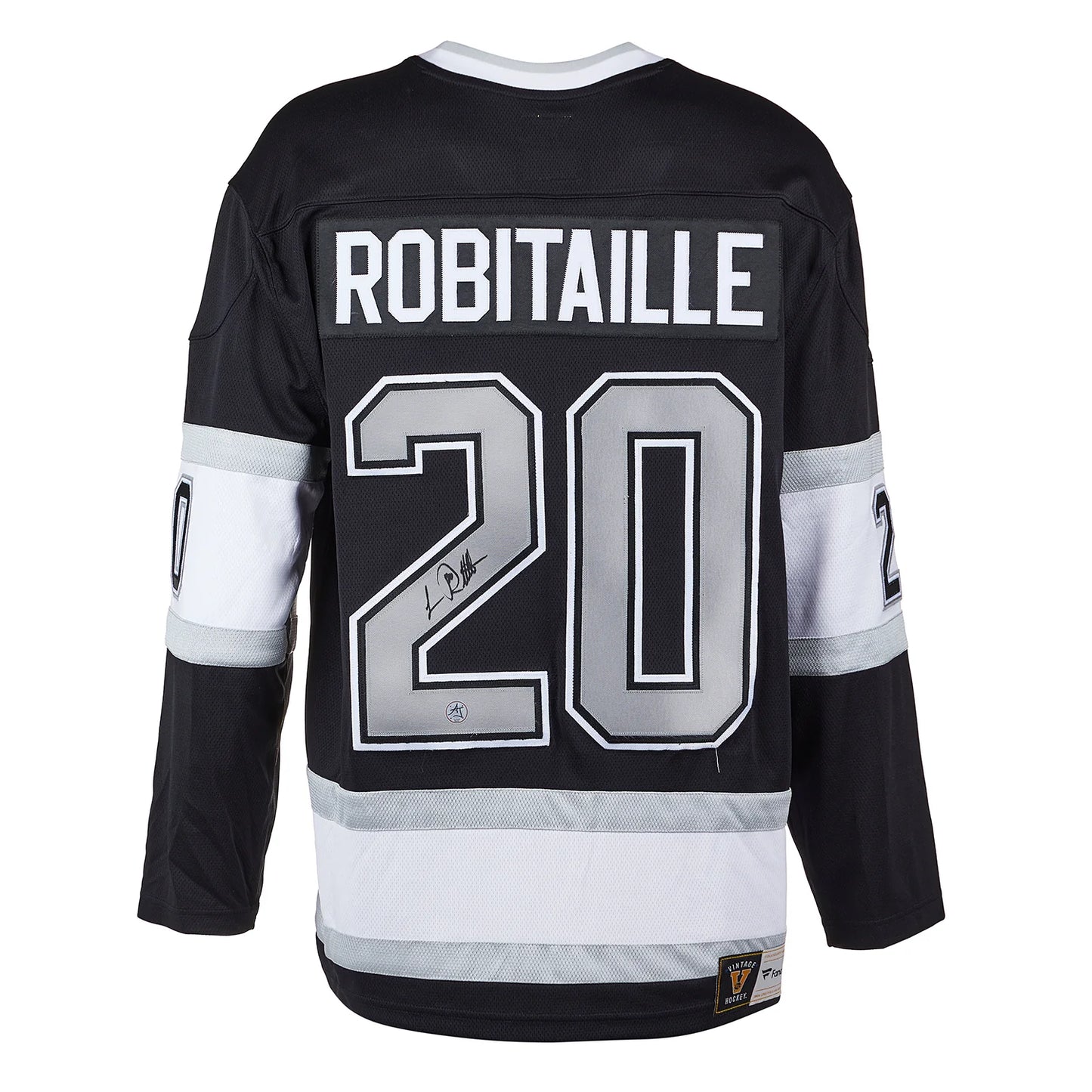 Luc Robitaille Autographed Los Angeles Kings Black Throwback Fanatics Jersey