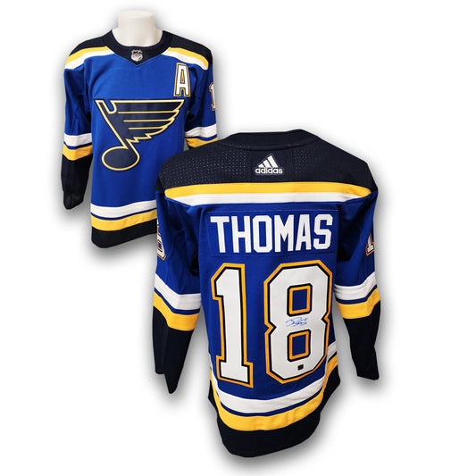 Robert Thomas Autographed St Louis Blue Adidas Jersey