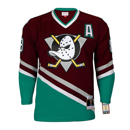 Teemu Selanne Signed Anaheim Mighty Ducks Throwback Mitchell & Ness Jersey