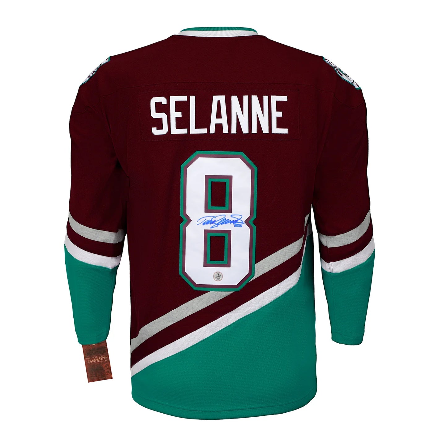 Teemu Selanne Signed Anaheim Mighty Ducks Throwback Mitchell & Ness Jersey