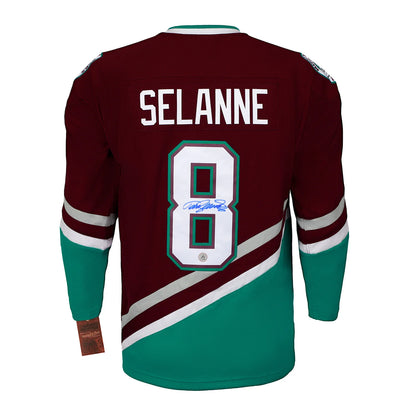 Teemu Selanne Signed Anaheim Mighty Ducks Throwback Mitchell & Ness Jersey