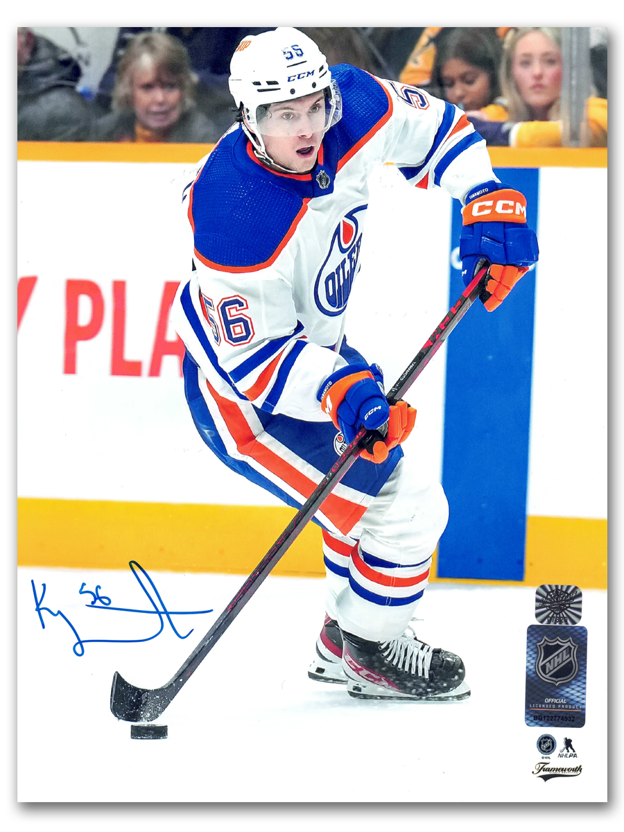 Kailer Yamamoto Autographed Edmonton Oilers Away 8x10 Photo